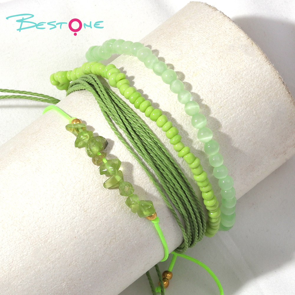 Handmade Bracelet with Natural Green Cat's Eye and Olive Crystals