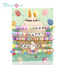 Easter-Themed Bracelet Set with Soft Clay, Acrylic, Alloy, and Enamel