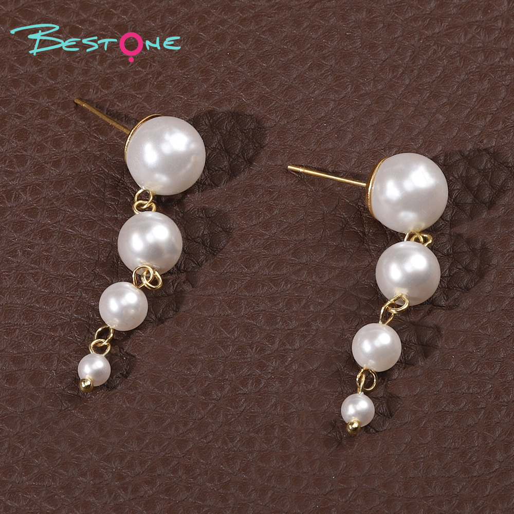 Pearl Tassel Earrings Imitation Plastic 4.5*0.99cm