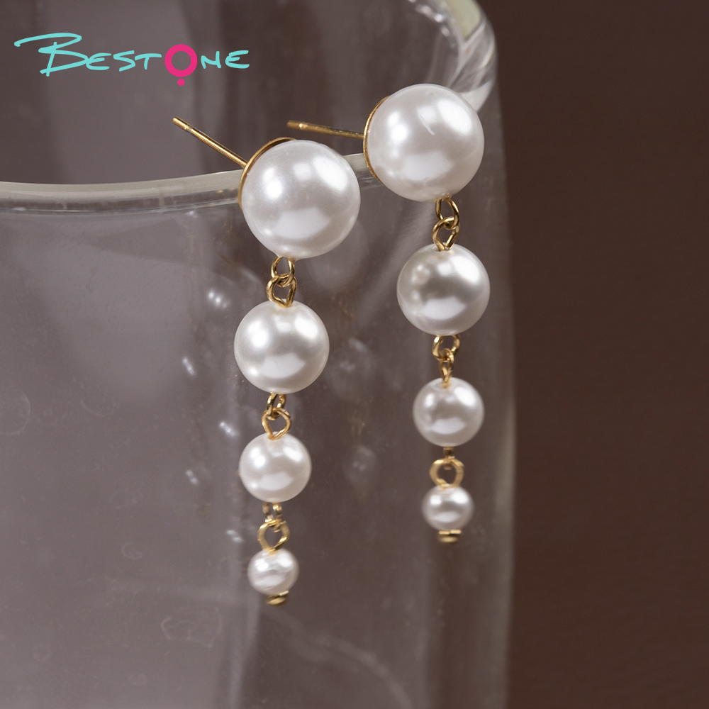 Pearl Tassel Earrings Imitation Plastic 4.5*0.99cm