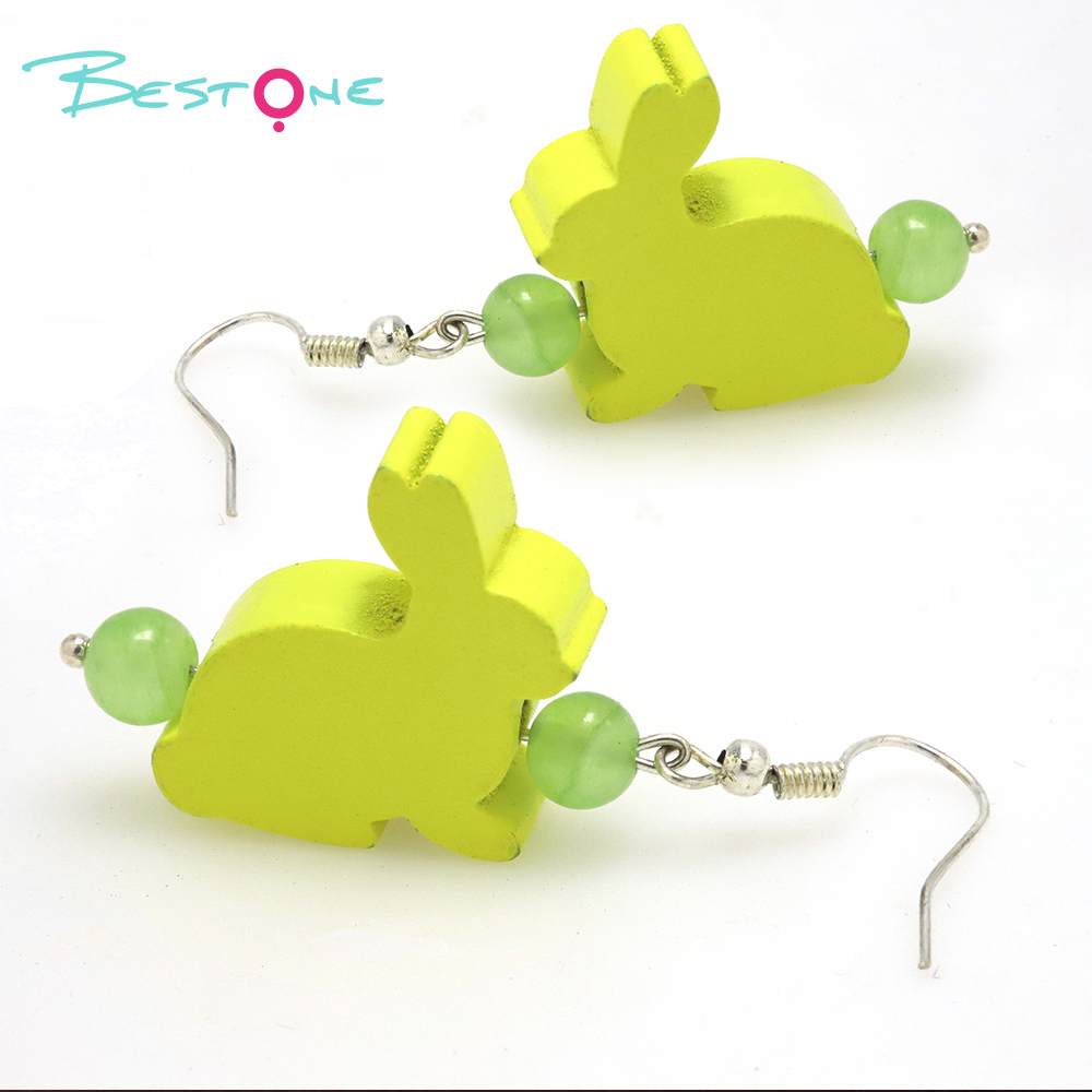 Fluorescent Green Bunny Earrings for Easter