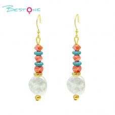 Vibrant Glass Bead and Acrylic Drop Earrings