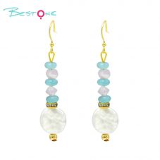 Aqua Frost Glass Bead and Acrylic Charm Earrings