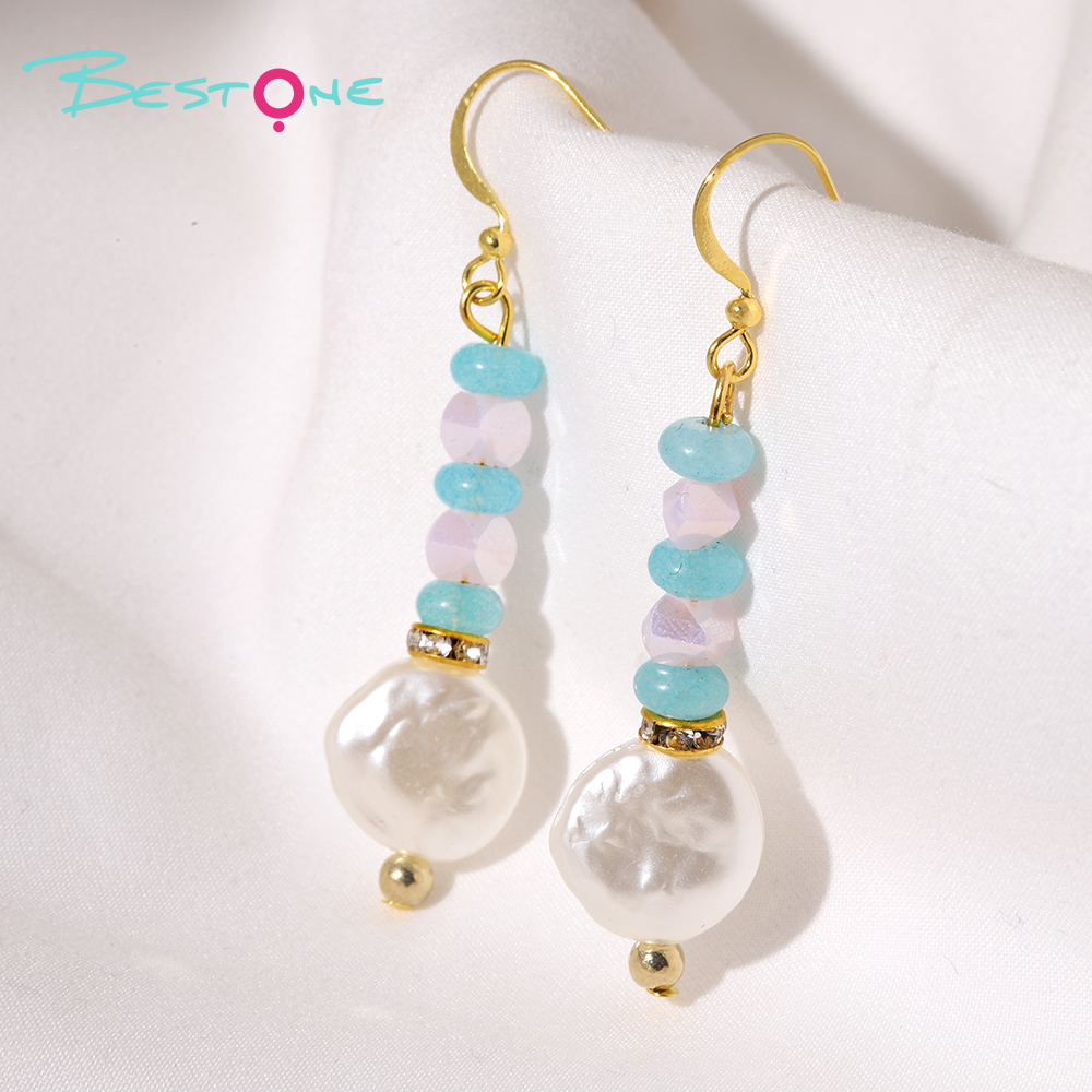 Aqua Frost Glass Bead and Acrylic Charm Earrings