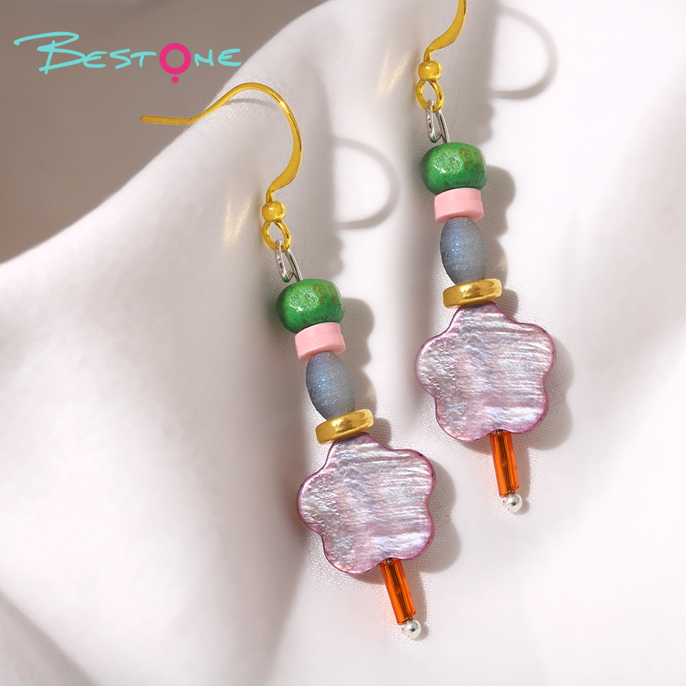 Shell Flower Boho Beaded Drop Earrings