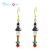 Whimsical Mushroom Beaded Drop Earrings