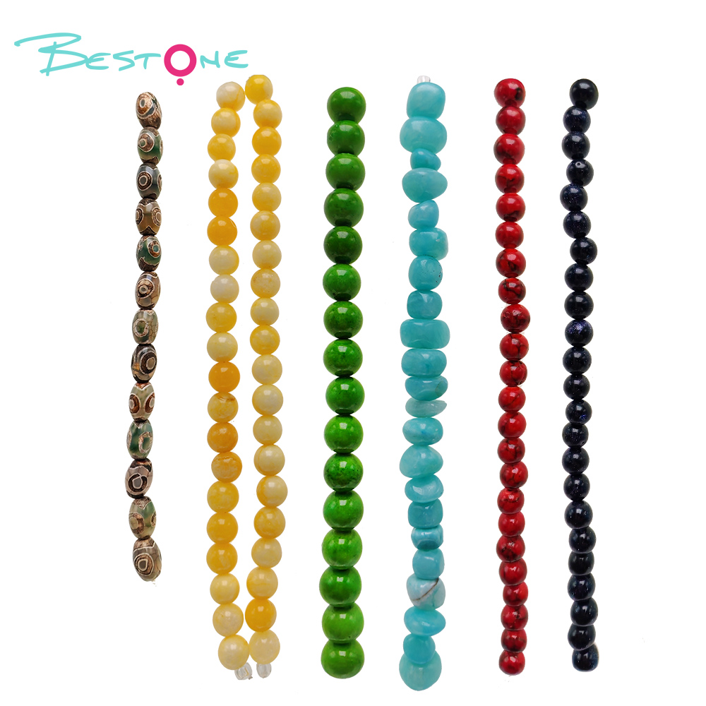 Bestone Natural Stone Loose Beads DIY Jewelry Stone Rice Beads Hand-painted Dzi Beads Agate